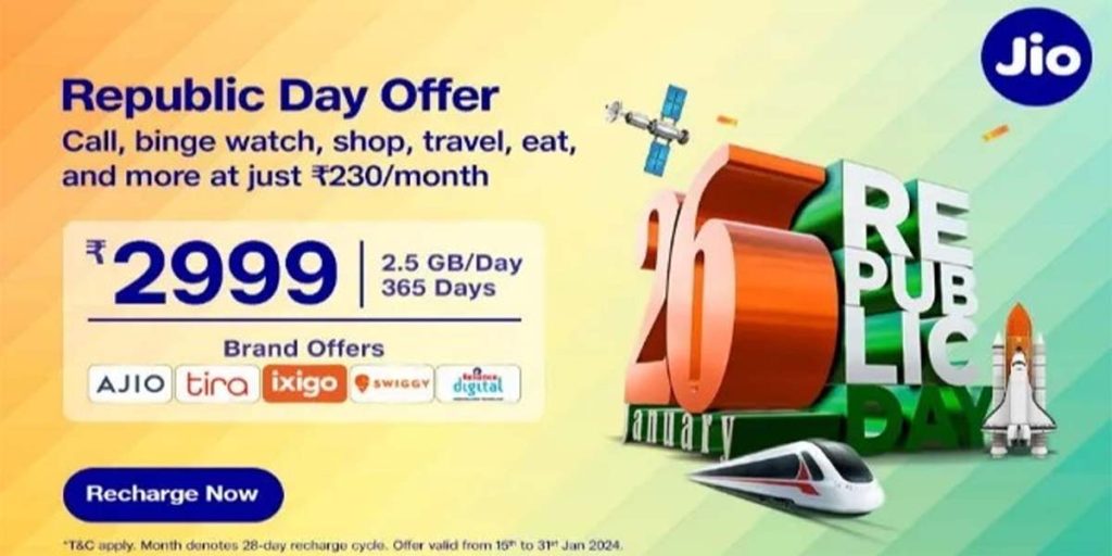 Jio Republic Day Offer : Jio ग्राहकों की हुई मौज, long Validity वाले प्लान के साथ मिल रहे कई तगड़े बेनिफिट, जानें रिपब्लिक डे ऑफर