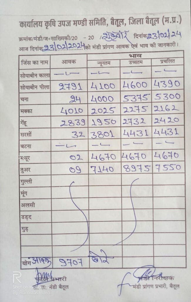 Today Mandi Bhav : आज का बैतूल मंडी भाव