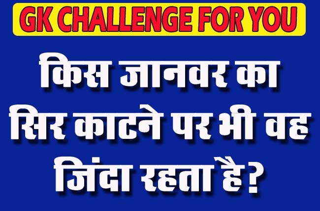 GK Questions : किस जानवर का सिर काटने पर भी वह जिंदा रहता है?