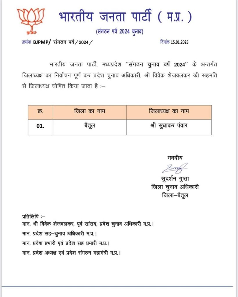 BJP District President Betul