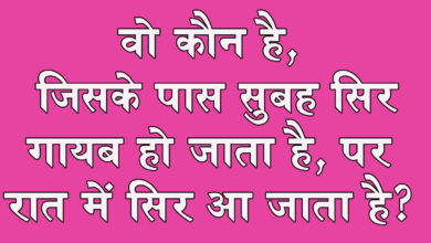 GK Questions : वो कौन है, जिसके पास सुबह सिर गायब हो जाता है, पर रात में सिर आ जाता है?...