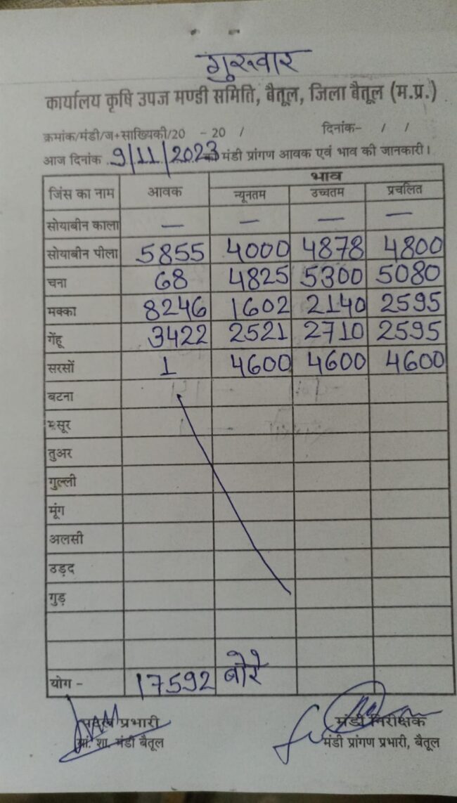 Today Mandi Bhav : आज का बैतूल मंडी भाव