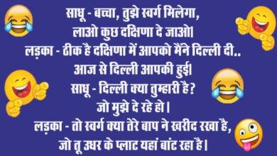 Funny Jokes : साधू- बच्‍चा, तुझे स्‍वर्ग मिलेगा, लाओ कुछ दक्षिणा दे जाओ, लड़का- ठीक है दक्षिणा में आपको मैंने दिल्‍ली दी...