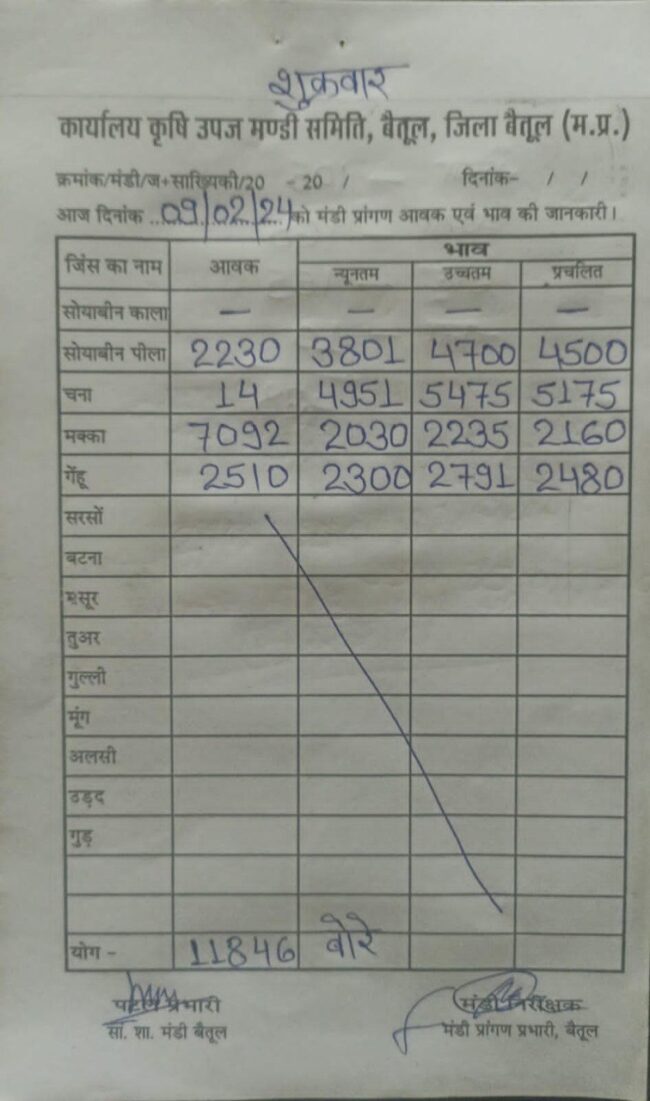 Today Mandi Bhav : आज का बैतूल मंडी भाव